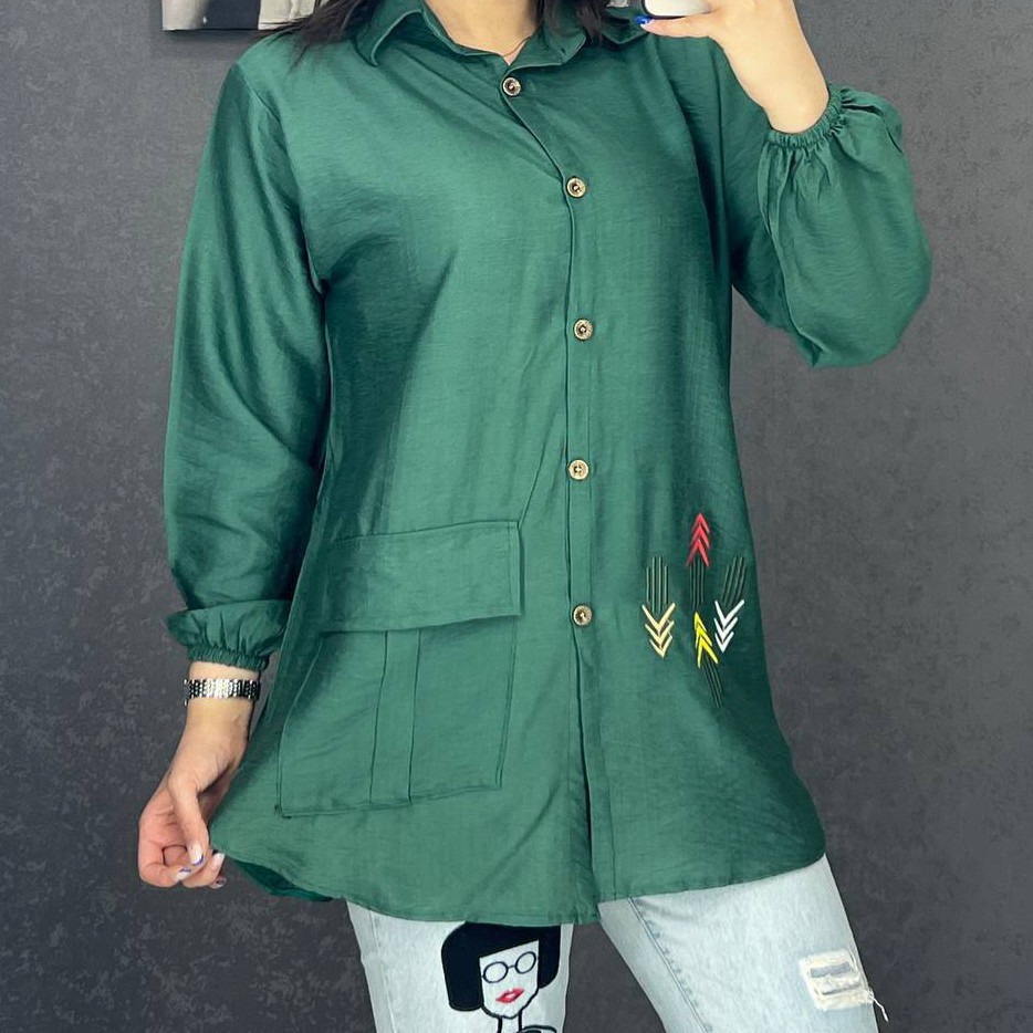شومیز مانتویی گلدوزی شده