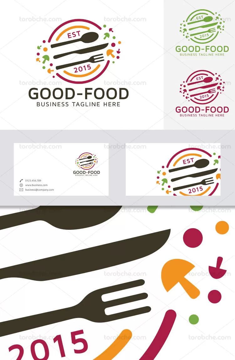 وکتور لوگوی رستوران و غذای سالم | گرافیک با طعم تربچه