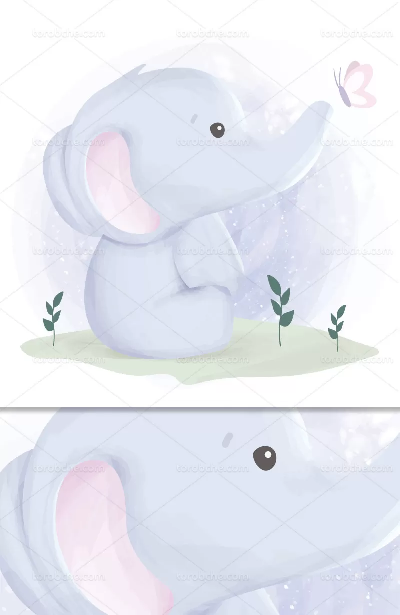 وکتور نقاشی آبرنگی فیل | گرافیک با طعم تربچه