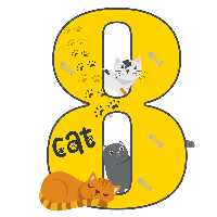 استند رومیزی تولد مدل عدد 8 طرح گربه کد 1481