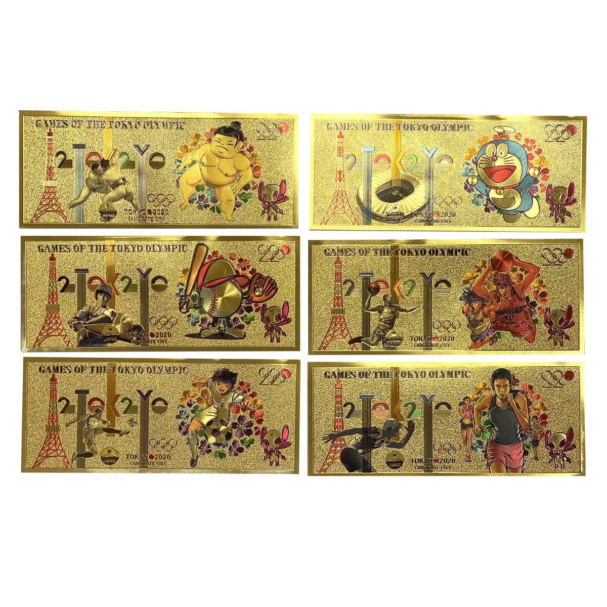 اسکناس تزئینی طرح المپیک توکیو 2020 مجموعه 6 عددی