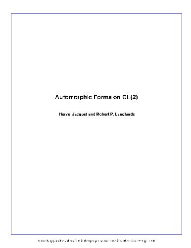 خرید و دانلود نسخه کامل کتاب Automorphic Forms on GL(2): Part 1