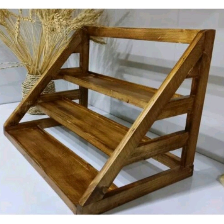 استند چند طبقه پاسماوری چوبی چوب روس رنگ قهوه ای ضد آب پوشش سیلر و کیلر 