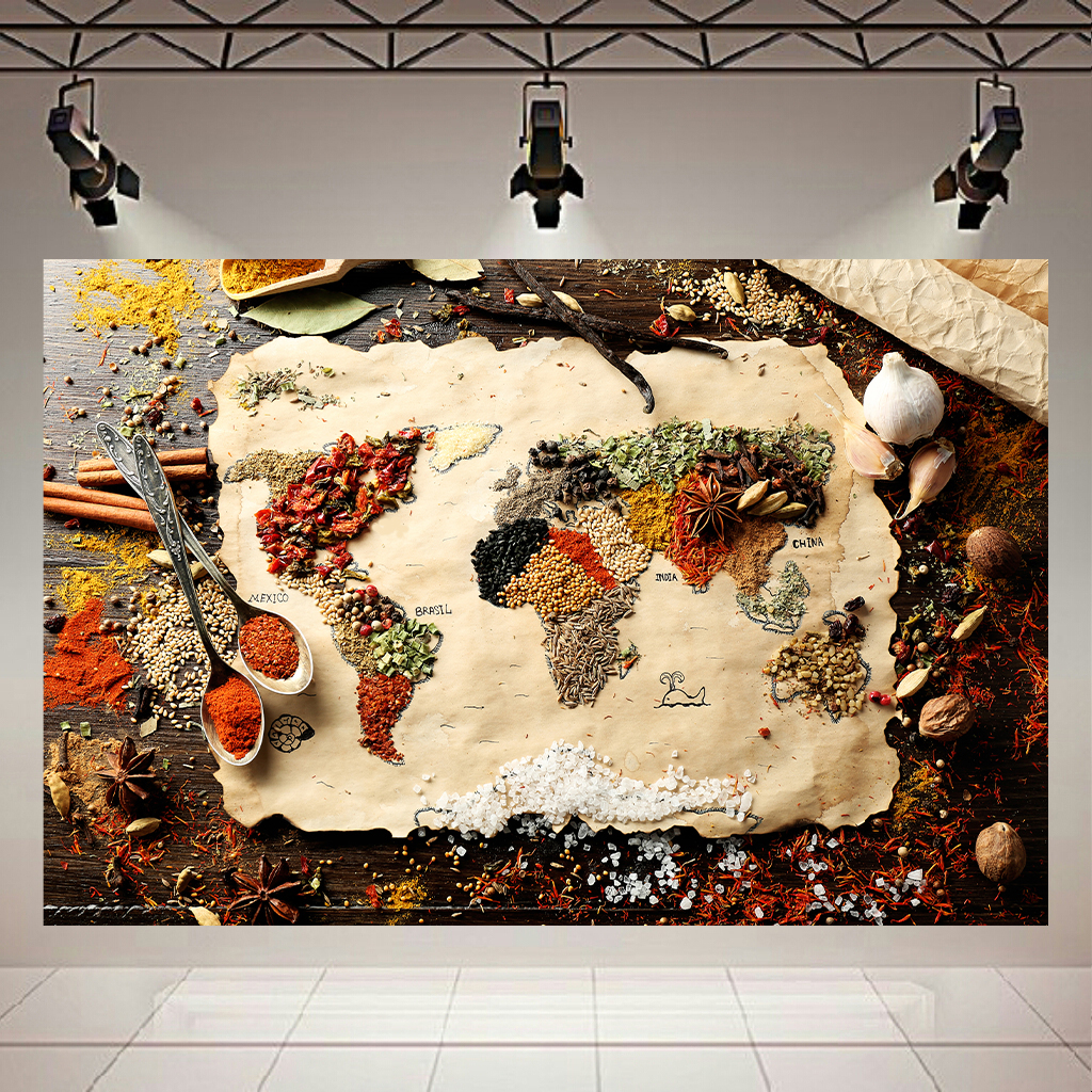 تابلو بوم طرح نقشه جهان مدل ادویجات کد AR2276