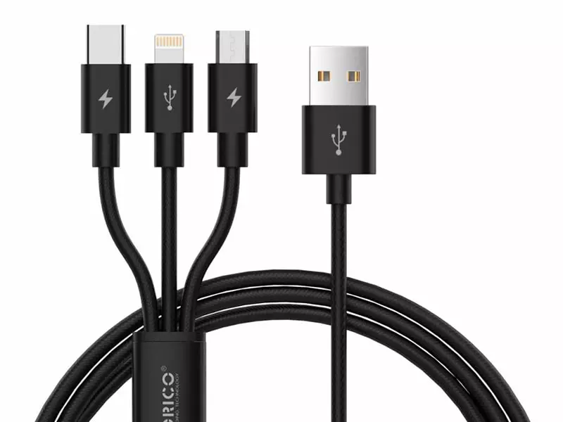 کابل فست شارژ سه سر اوریکو مدل UTS-12 به طول 1.2 متر