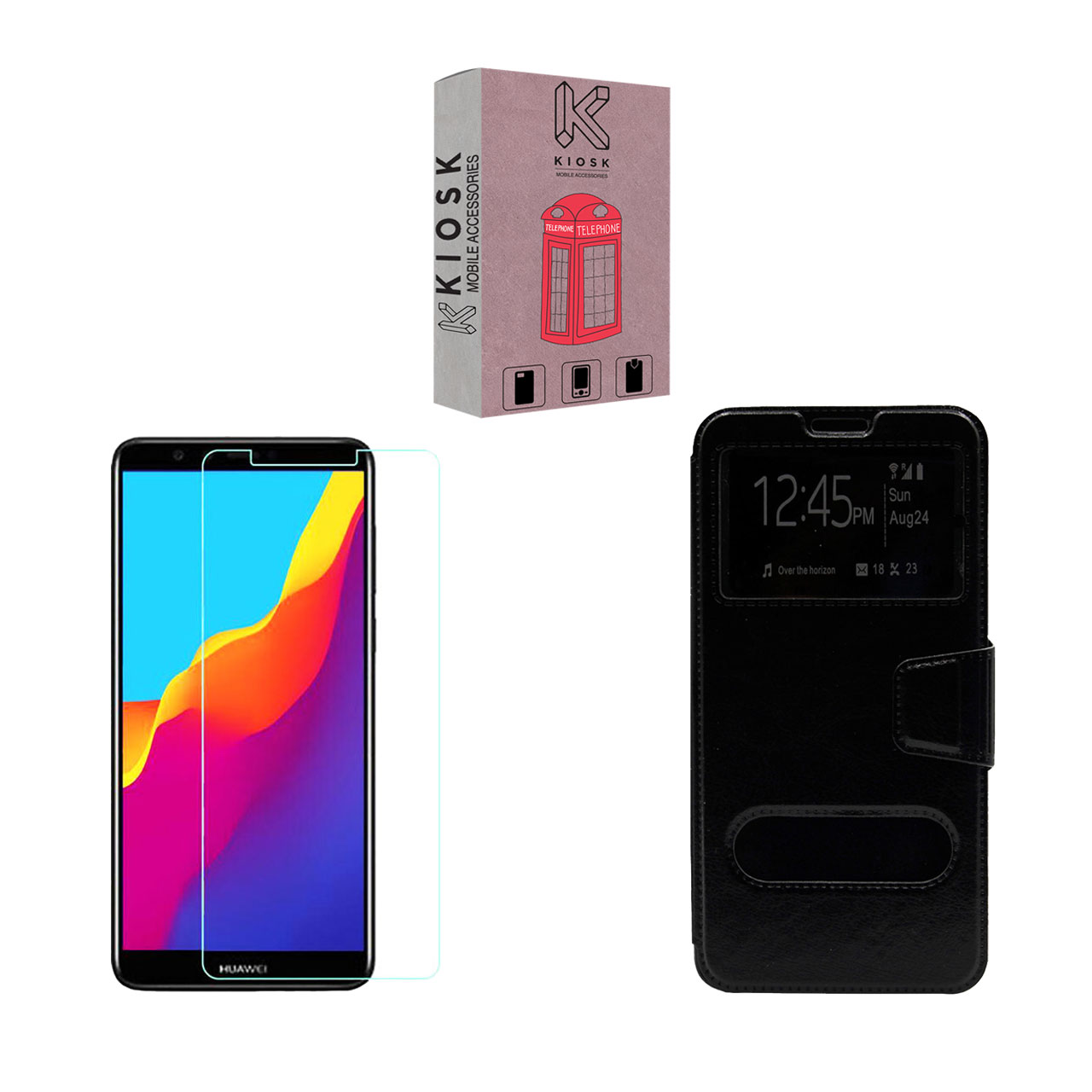 کیف کلاسوری کیوسک مدل KYSH-KGM-1 مناسب برای گوشی موبایل هوآوی Y5 Prime 2018 به همراه محافظ صفحه نمایش