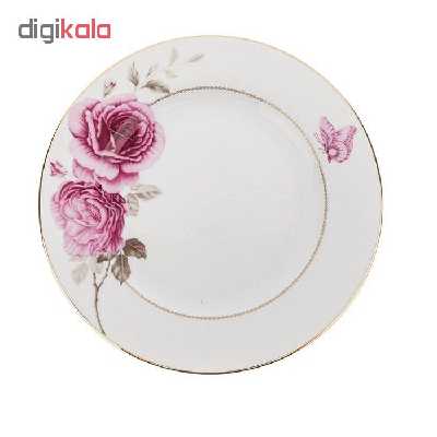 بشقاب چینی زرین ایران مدل ایتالیا اف مدل 25- Rose Flower مجموعه 6 عددی درجه عالی