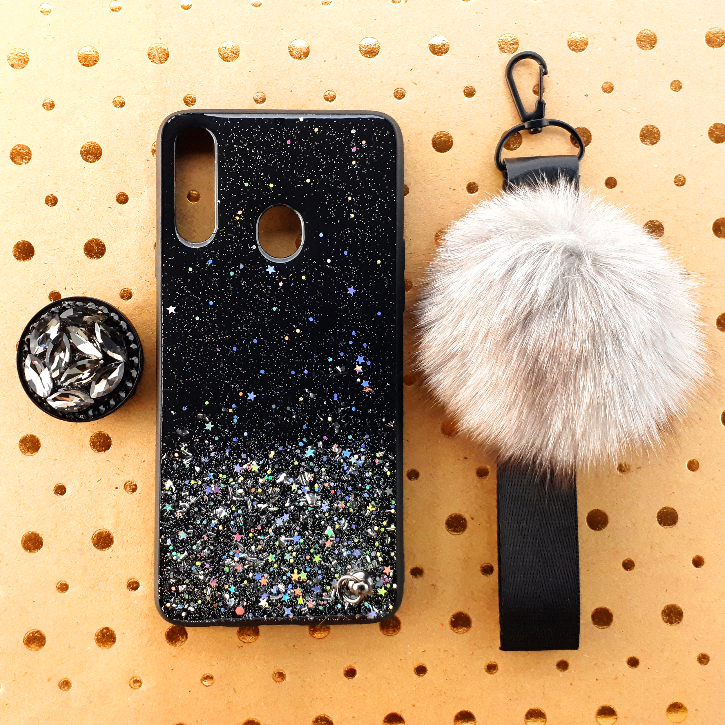 کاور طرح ستاره کد 01 مناسب برای گوشی موبایل سامسونگ Galaxy A20s به همراه بند و پایه نگهدارنده