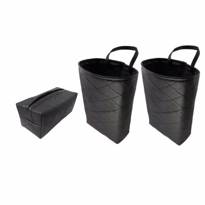 جای دستمال کاغذی خودرو مدل گلکسی به همراه سطل زباله خودرو بسته 3 عددی