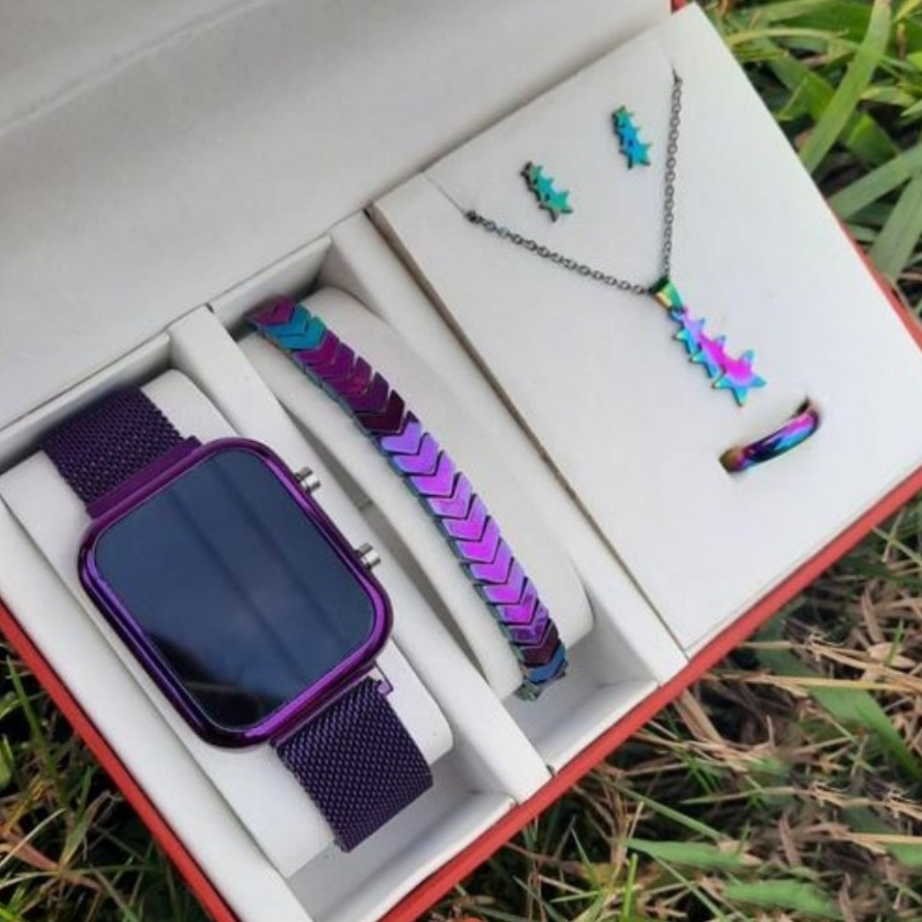 ست ساعت دستبند حلقه دخترانه 