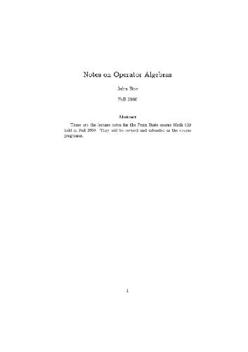 خرید و دانلود نسخه کامل کتاب Lecture notes on operator algebras