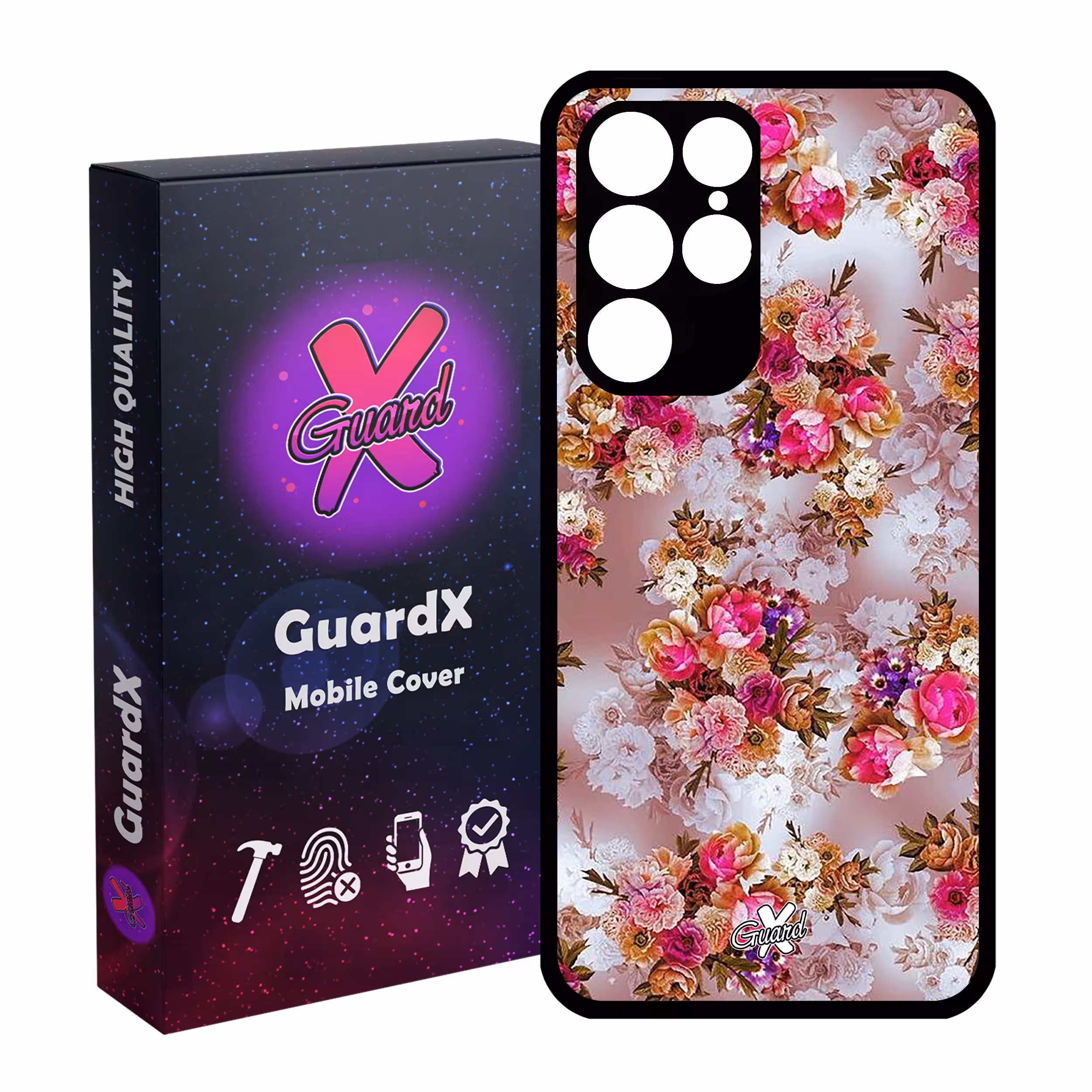 کاور گارد ایکس طرح گل مدل Glass10333 مناسب برای گوشی موبایل سامسونگ Galaxy S22 Ultra