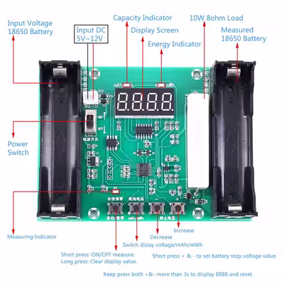 ماژول تستر ظرفیت باتری لیتیوم یون کد xm_1s