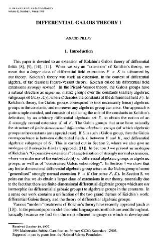 خرید و دانلود نسخه کامل کتاب Differential Galois theory 1