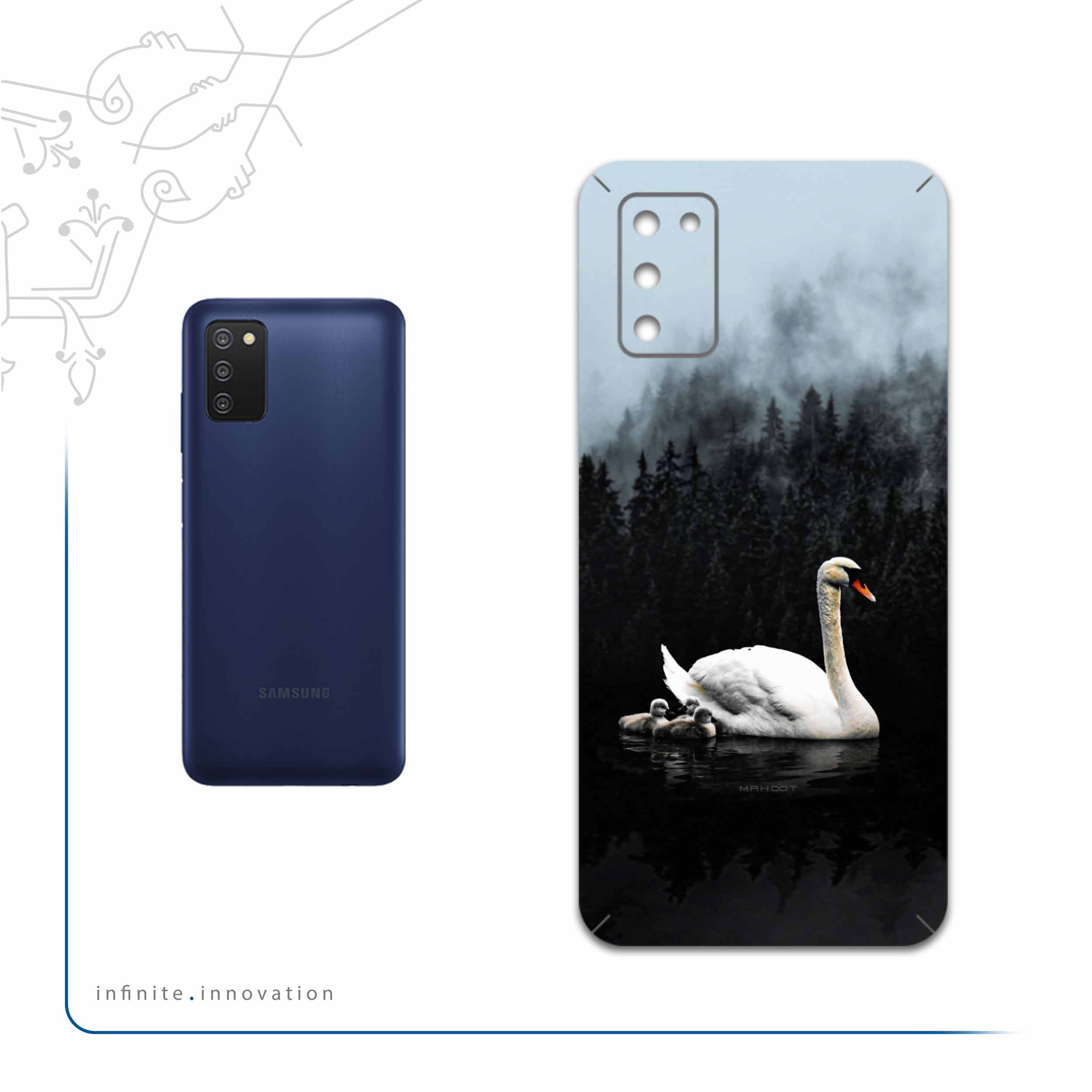 برچسب پوششی ماهوت مدل Swan-Lake مناسب برای گوشی موبایل سامسونگ Galaxy A03S