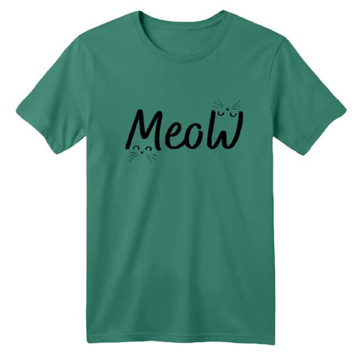 تی شرت آستین کوتاه بچگانه مدل گربه کد 12 رنگ سبز سدری