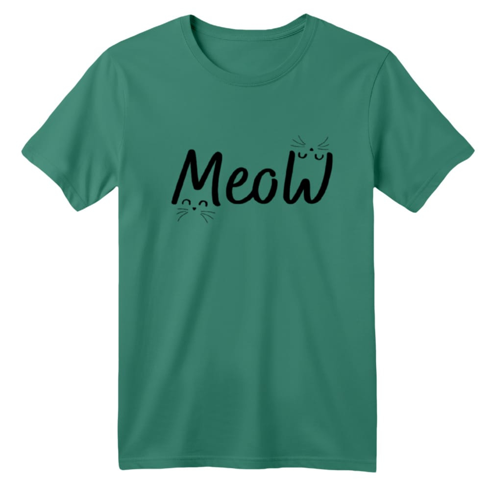 تی شرت آستین کوتاه بچگانه مدل گربه کد 12 رنگ سبز سدری