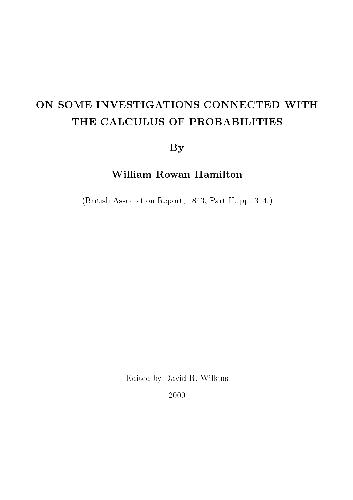 خرید و دانلود نسخه کامل کتاب On Some Investigations Connected with the Calculus of Probabilities