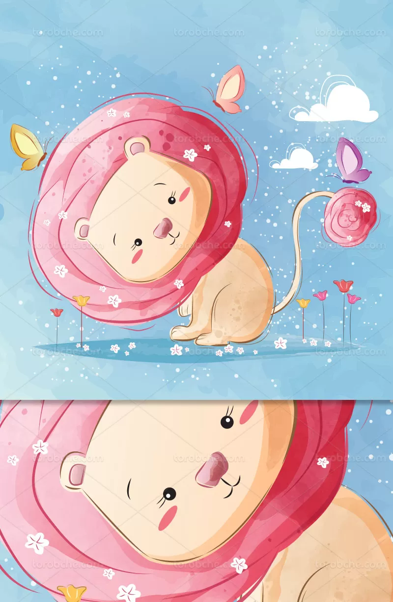 وکتور شیر کارتونی رنگی | گرافیک با طعم تربچه