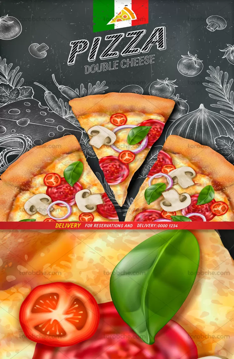 وکتور پس زمینه پیتزا ایتالیایی | گرافیک با طعم تربچه