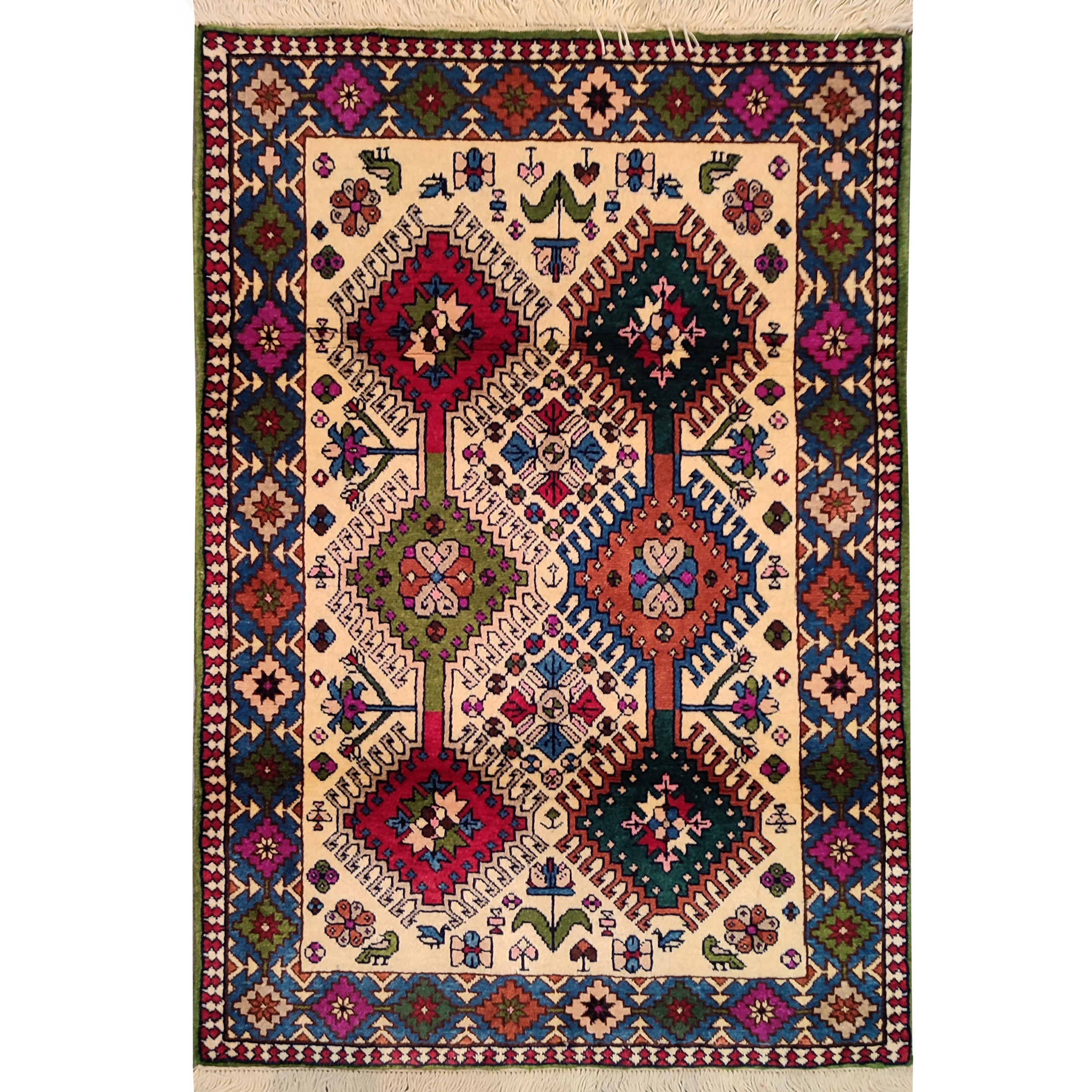 فرش دستبافت یک متری طرح لوزی کد AA368