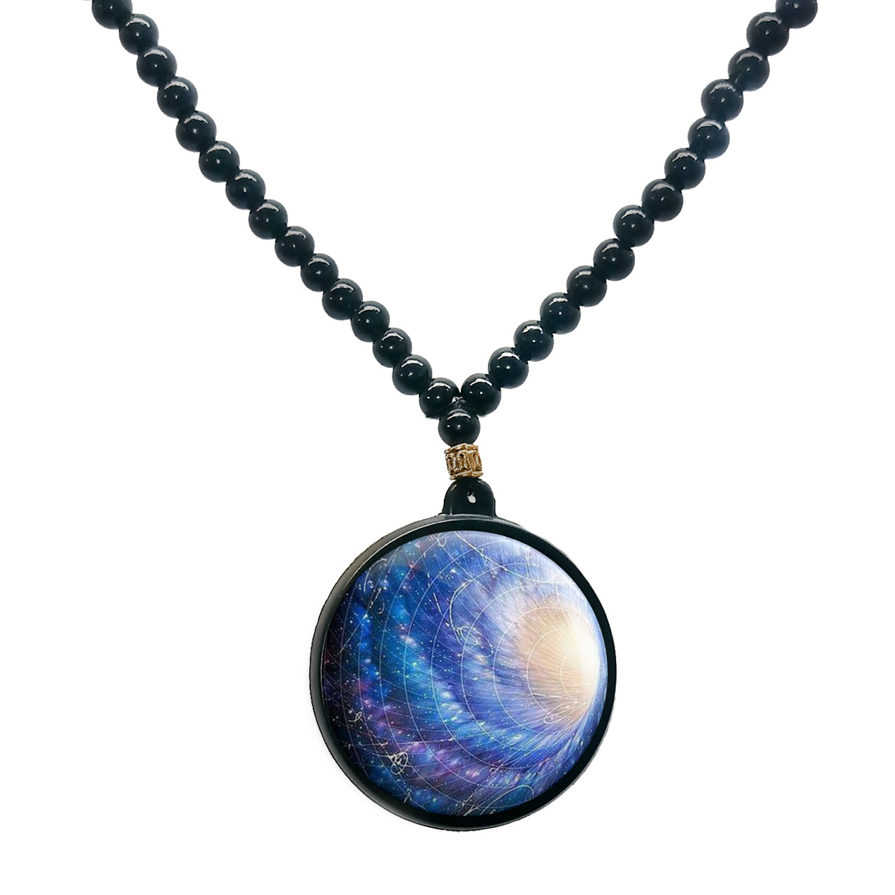 گردنبند پرمانه طرح سیاه چاله ها کد pmd.25884 مدل دو طرفه