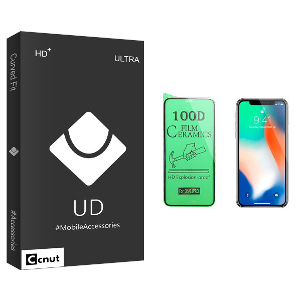 محافظ صفحه نمایش سرامیکی کوکونات مدل UD Black مناسب برای گوشی موبایل اپل iPhone X | کالا برتری