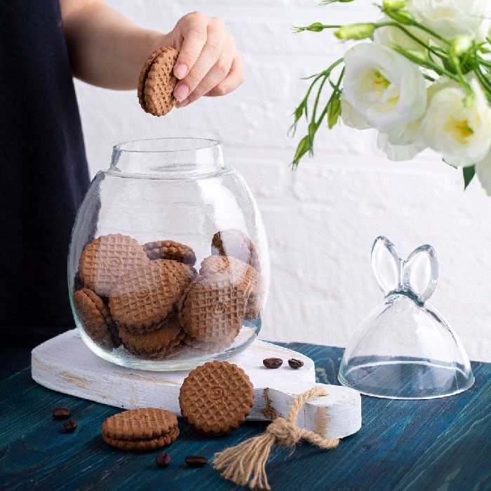 شکلات خوری شیشه ای دربدار طرح خرگوش