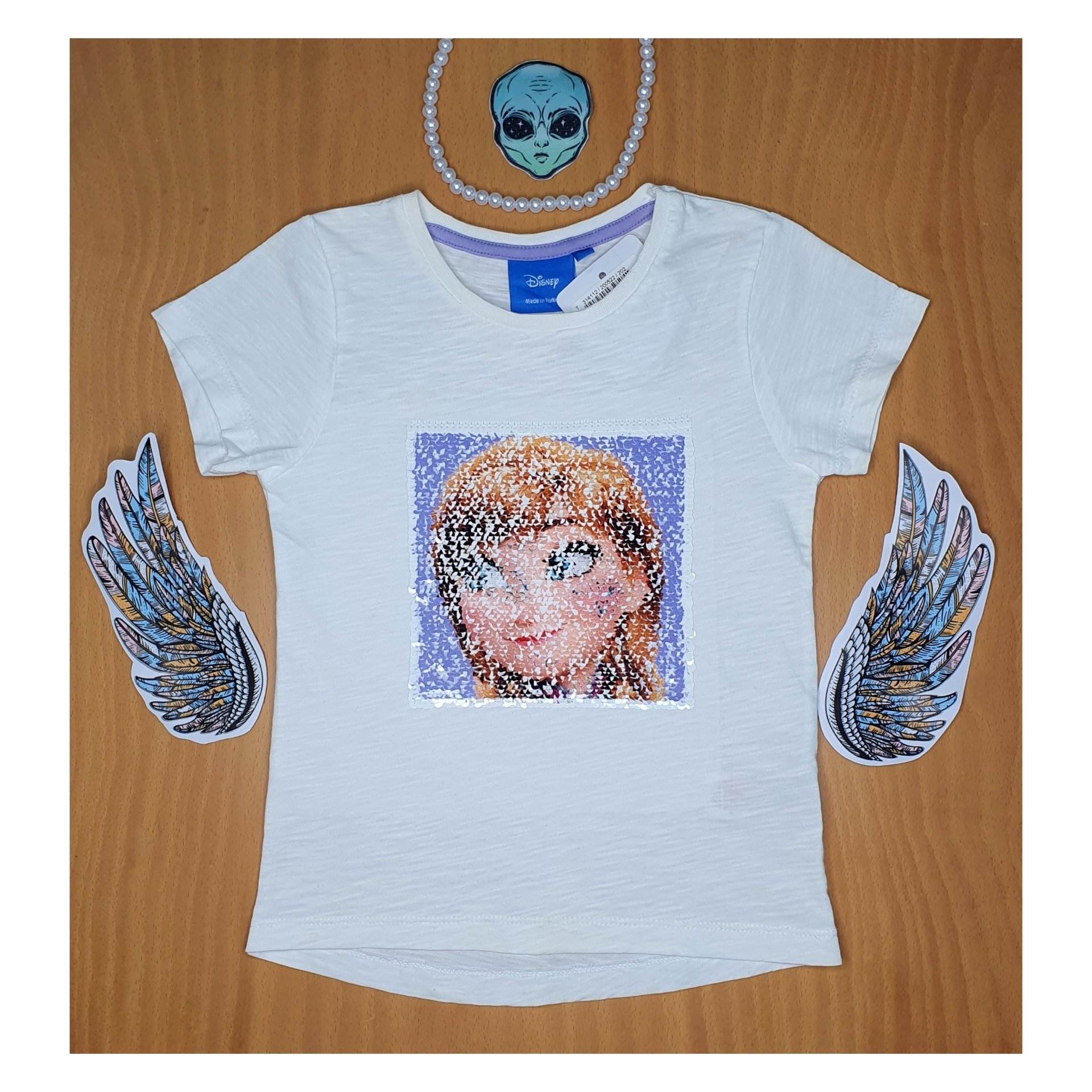 تیشرت دخترانه 3تا 5سال اورجینال برند دیزنی پولک برگردون فروزن Frozen