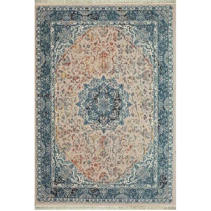 فرش ماشینی افرند طرح پتینه کد 1506 زمینه نقره‌ای 