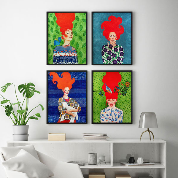 تابلو سالی وود طرح همراهت می آیم کد T111903 مجموعه 4 عددی | دنیای قاب