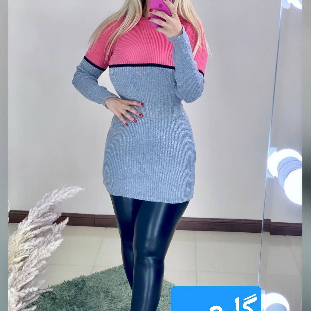 تونیک بافت زنانه یقه گرد جدید و خوشگل