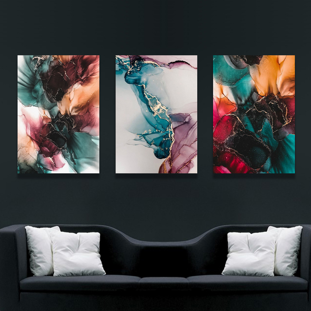 تابلو بوم مدل آبرنگی کد VND-11 مجموعه 3 عددی