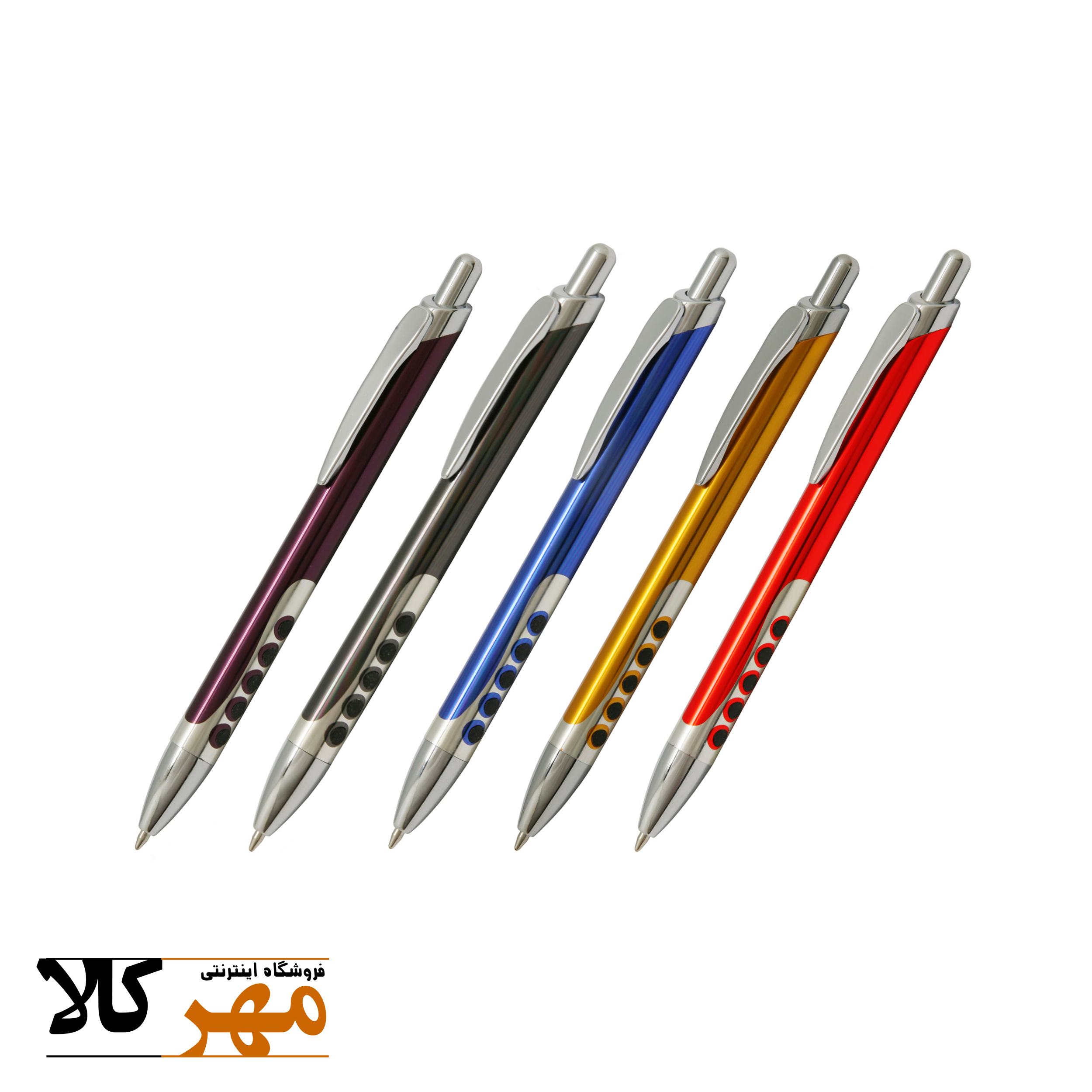 قلم خودکار تک رنگ آبی،نارنجی،طلایی،دودی و بنفش تیره مدل PORTOK 115