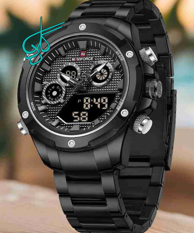 خرید ساعت naviforce مردانه فلزی موتور ژاپن ضدآب چراغ دار جنس بند استیل با کیفیت تقویم دار و دارای روزشمار کد 1918467 - ردگل