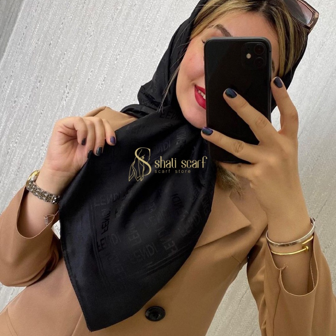 روسری مجلسی مشکی مارک قواره 100 ترک بدون پرز و دون دون شدن ارسال رایگان