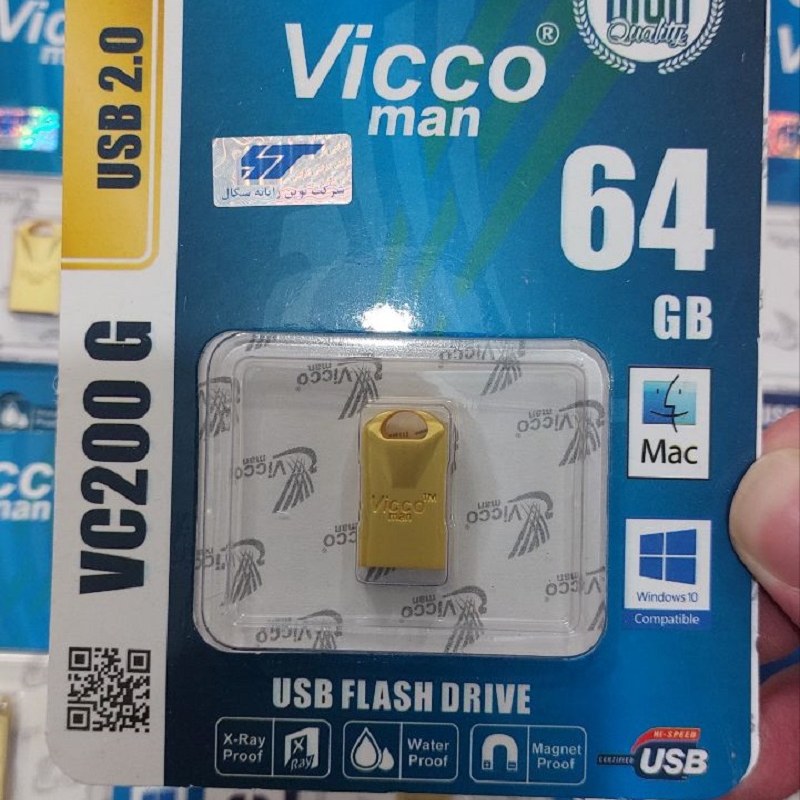 فلش 64 گیگ ویکومن فلزی رنگ جذاب طلایی با گارانتی مادام العمر