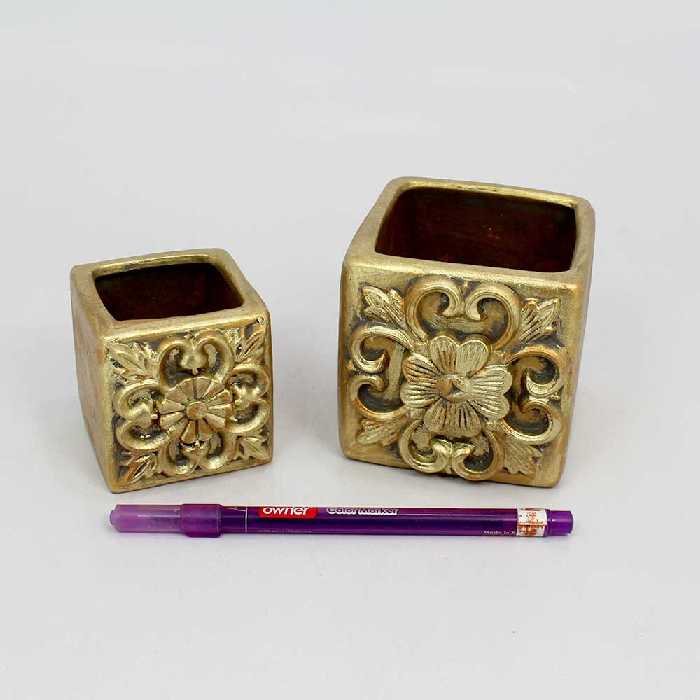 گلدان سفالی طرح cubic مجموعه 2 عددی