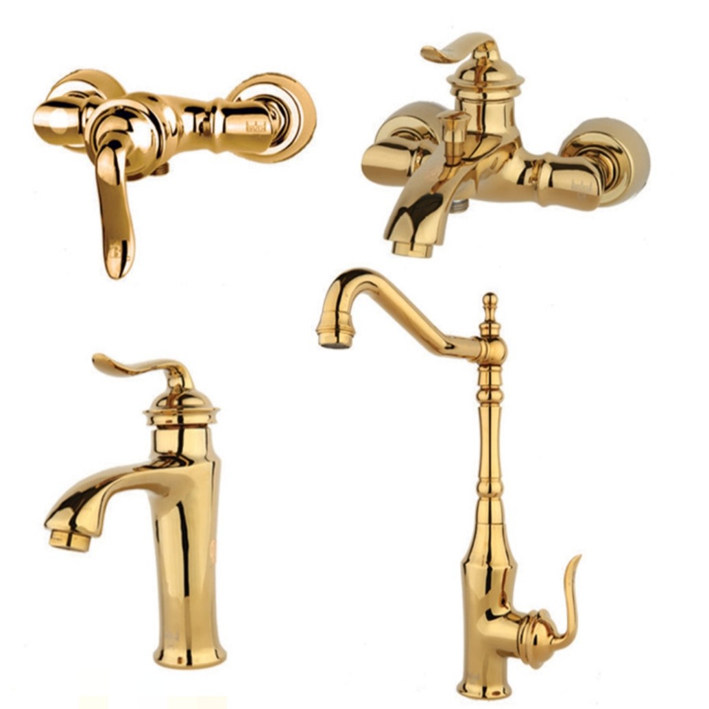 ست شیر آلات ساختمان رنگ طلایی 