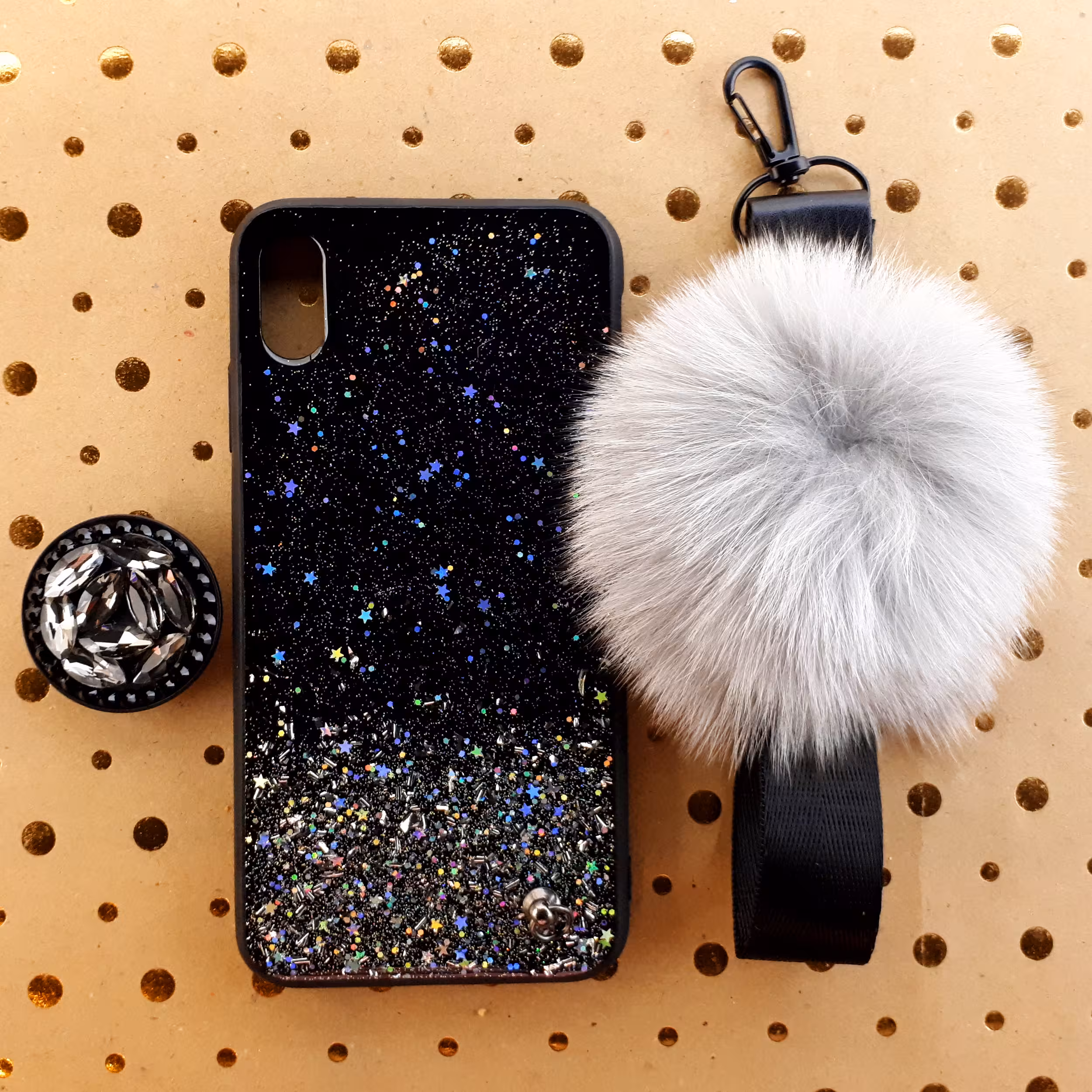 کاور مدل ستاره کد 01 مناسب برای گوشی موبایل اپل IPhone Xs Max به همراه بند و پایه نگهدارنده