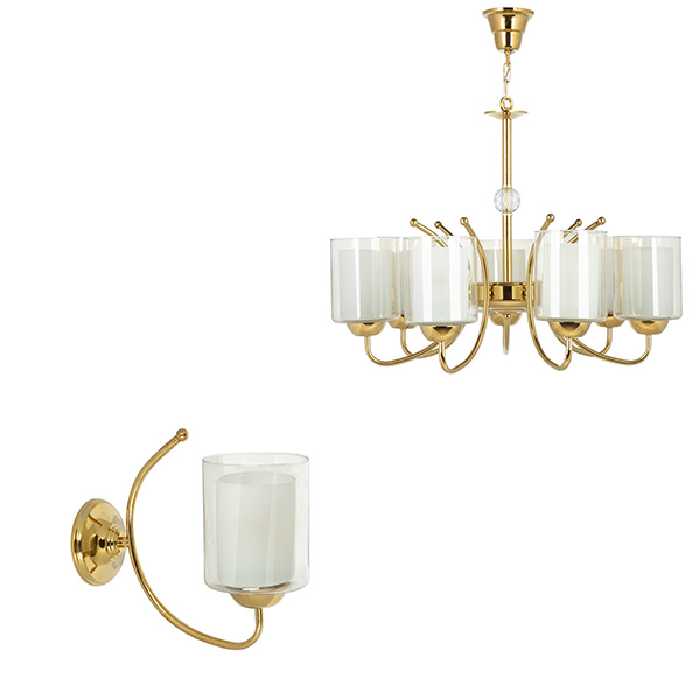  لوستر و چراغ دیواری چشمه نور کد A824/7-1-Pro مجموعه دو عددی