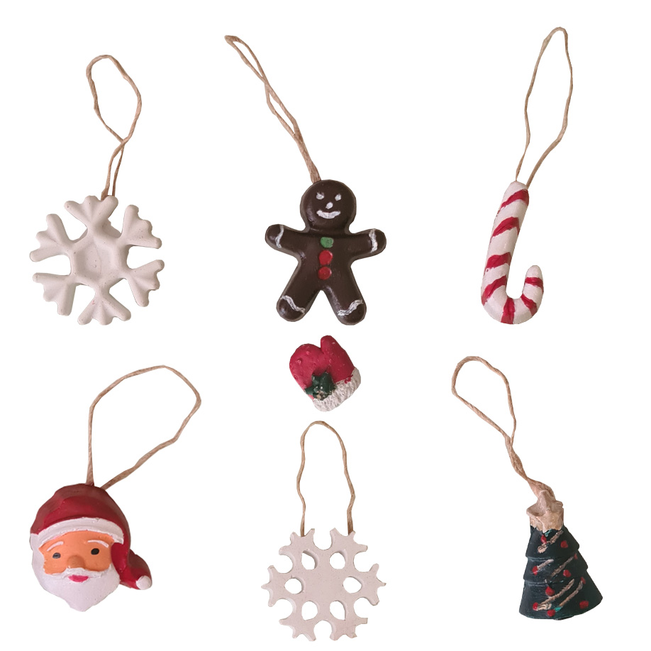 آویز تزیینی مدل درخت کریسمس 01 مجموعه 7 عددی