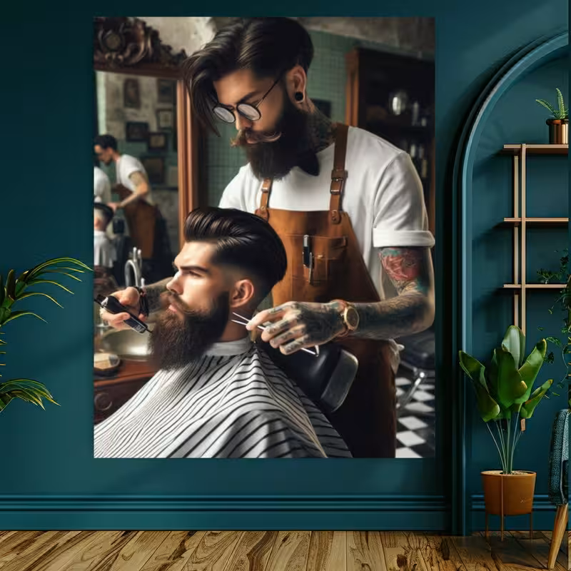 تابلو شاسی طرح شاسی آرایشگاه مردانه مدل حرفه ایی کد BK22780 | دنیای قاب