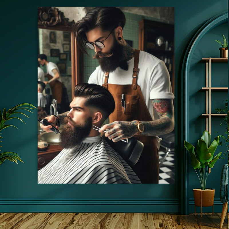 تابلو شاسی طرح شاسی آرایشگاه مردانه مدل حرفه ایی کد BK22780 | دنیای قاب