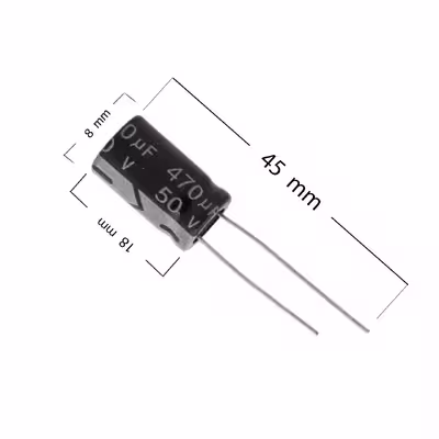 خازن الکترولیت 470 میکرو فاراد کد 00078 بسته 10 عددی