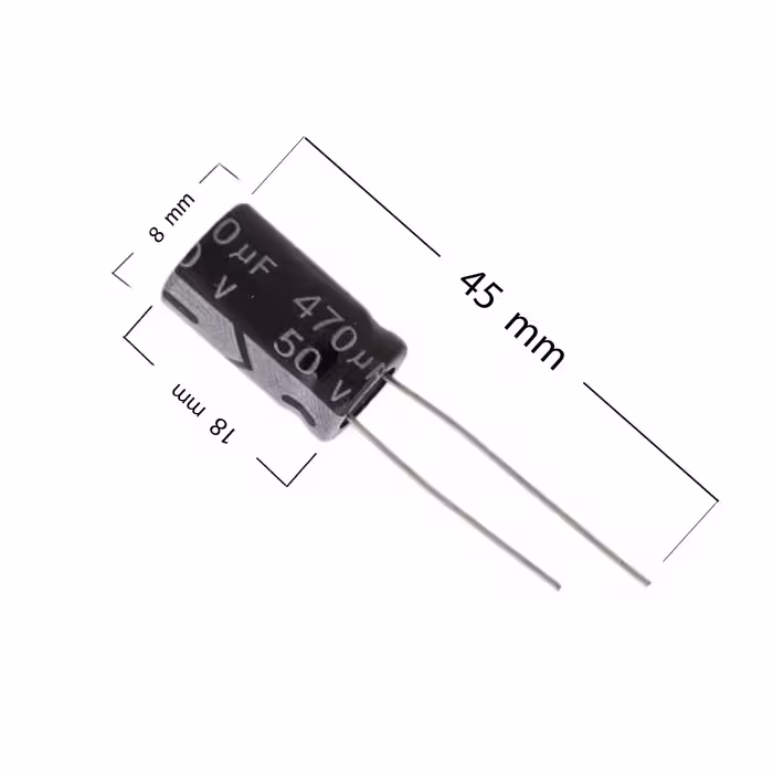 خازن الکترولیت 470 میکرو فاراد کد 00078 بسته 10 عددی