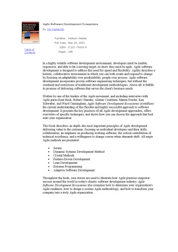خرید و دانلود نسخه کامل کتاب Agile Software Development Ecosystems
