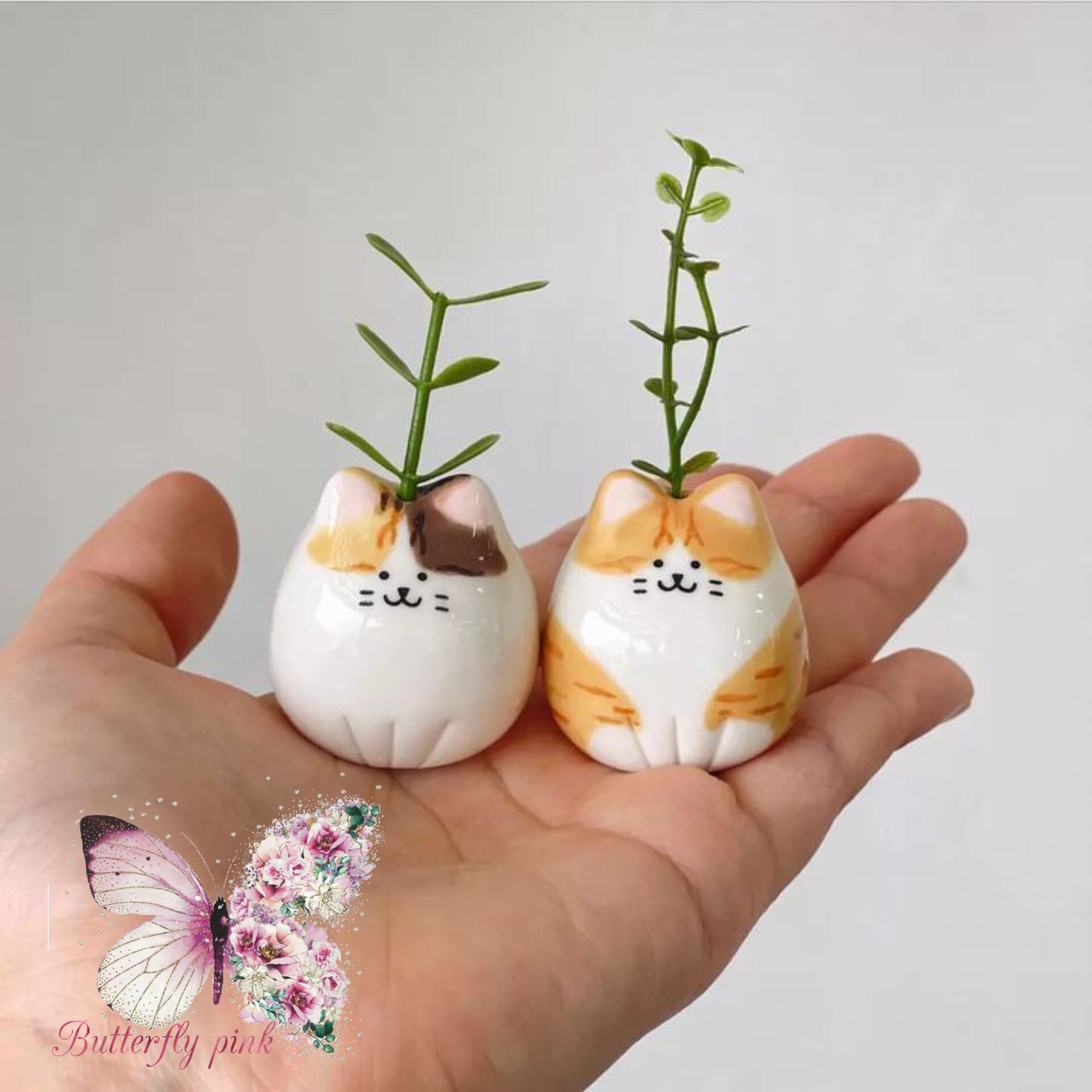 گلدان کوچک فانتزی و مینیاتوری کیوت طرح گربه ای