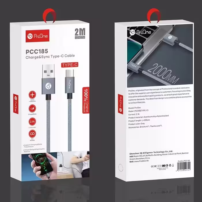 کابل تبدیل USB به USB-C پرووان مدل PCC185 طول 2 متر