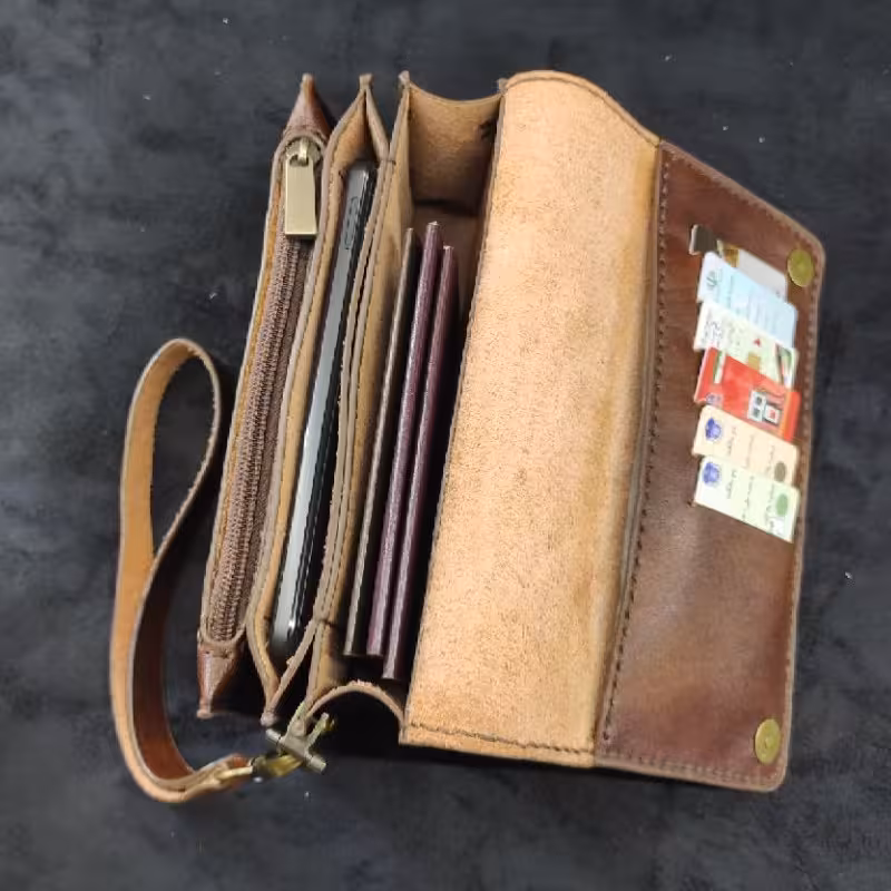 کیف مدارک دستی چرم طبیعی دست دوز کد 503